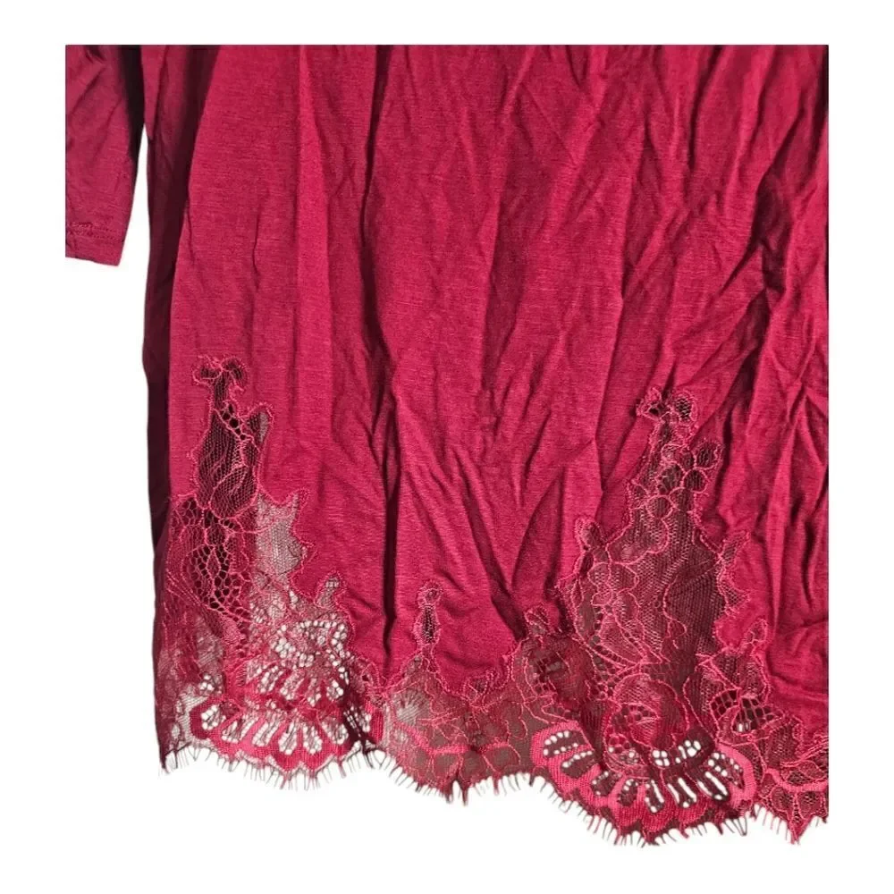 NYDJ Red‎ Lace Hem Long Sleeve Knit Top NWT - Size PXS